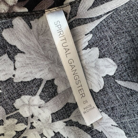 Spiritual Gangster Womens One Size Floral Black Tie Kimono Robe Duster Boho - Picture 6 of 8